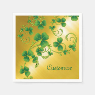 Shamrock Vines Green and Gold Napkins