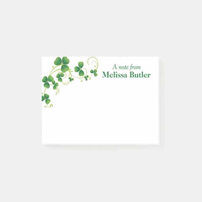 Shamrock Vines Personalised Post-it Notes (Front)