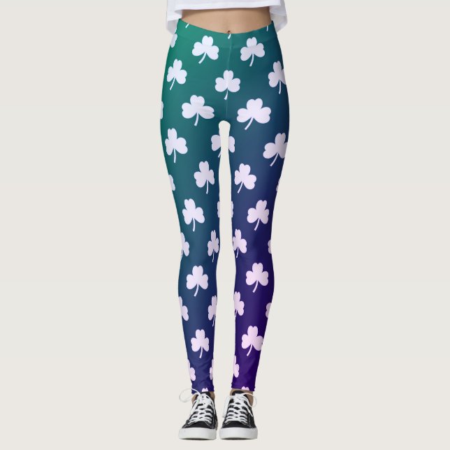 Shamrock White Blue Green Ombre Leggings (Front)