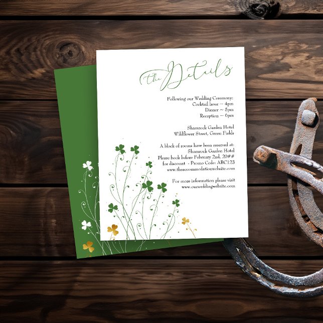Shamrock Wildflower Wedding Details Enclosure Card (Wedding Details insert card from my Shamrock Wildflower wedding collection)