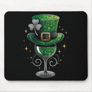 Shamrock Wine Gles Drinking St Patricks Day Irish Mouse Pad