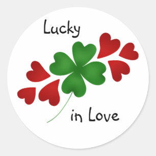 Shamrock with hearts classic round sticker