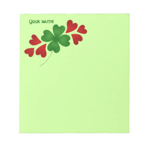 Shamrock with hearts notepad