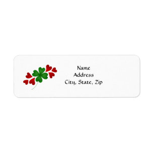 Shamrock with hearts return address label