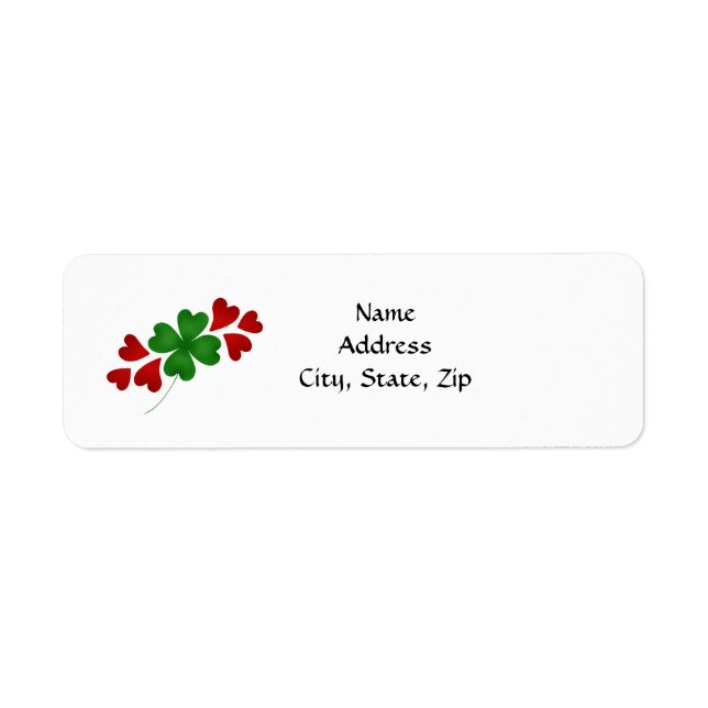 Shamrock with hearts return address label (Front)