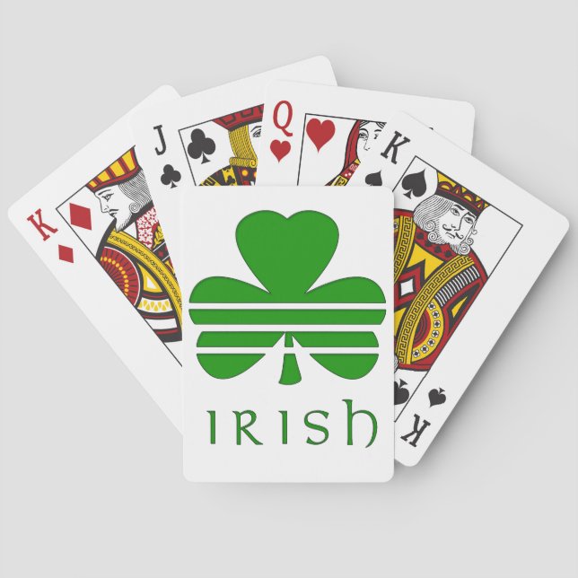 Shamrock with Horizontal Stripes over Irish text Playing Cards (Back)