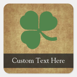 Shamrock with Vintage Gold Square Sticker