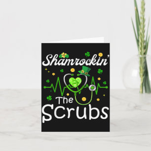 Shamrockin' stethoscope heartbeat nurse st patrick card