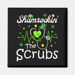 Shamrockin' stethoscope heartbeat nurse st patrick magnet