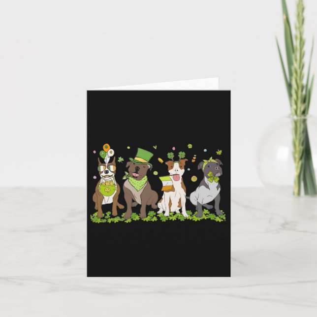 Shamrockin With Cute Pitbull St Patrick's Day Pitb Card (Front)