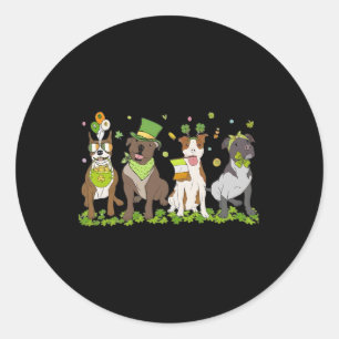 Shamrockin With Cute Pitbull St Patrick's Day Pitb Classic Round Sticker