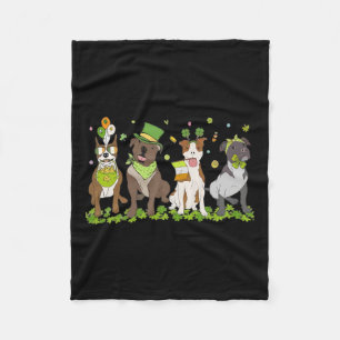 Shamrockin With Cute Pitbull St Patrick's Day Pitb Fleece Blanket