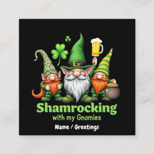 Shamrocking with My Gnomies Funny St. Patrick's Square Business Card