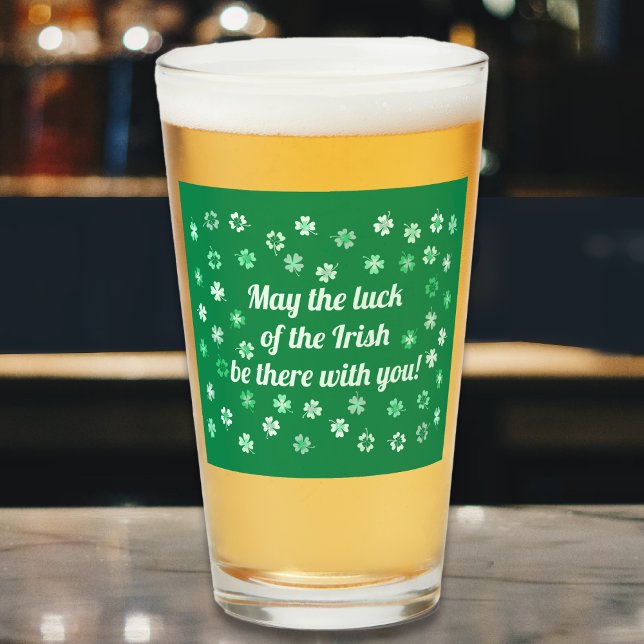 Shamrocks 4-leafed clovers - Light to Dark Greens Glass (Shamrocks 4-leafed clovers - Light to Dark Greens  Beer or Lemonade Glass by Leapfroglisics Shop)