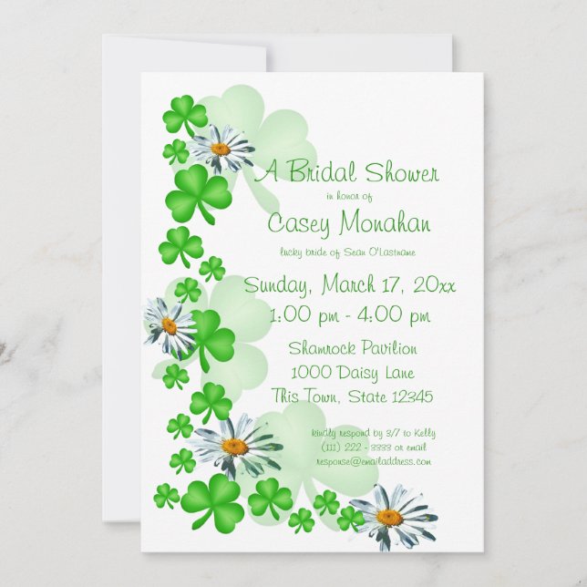 Shamrocks and Daisies Bridal Shower Invitation (Front)