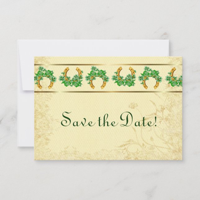 Shamrocks and Gold Irish Save The Date (Front)
