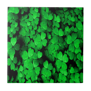 Shamrocks and Hearts Saint Patrick's Day Green Ceramic Tile