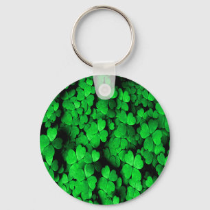 Shamrocks and Hearts Saint Patrick's Day Green Key Ring