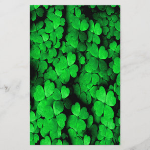Shamrocks and Hearts Saint Patrick's Day Green Stationery