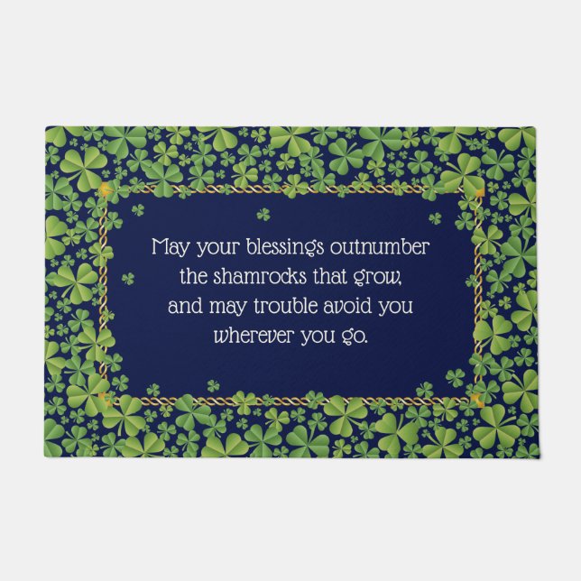 Shamrocks and Irish Blessing 2 Doormat (Front)