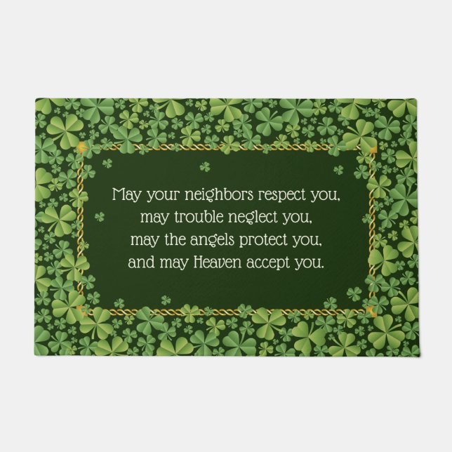 Shamrocks and Irish Blessing 3 Doormat (Front)