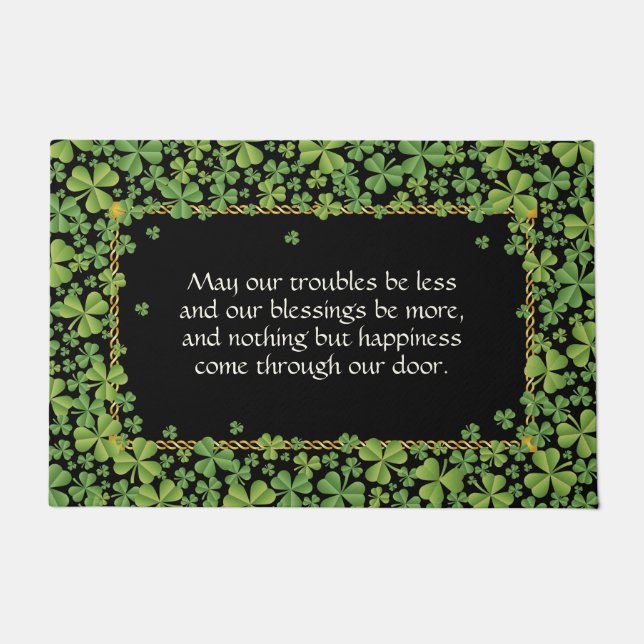 Shamrocks and Irish Blessing Doormat (Front)