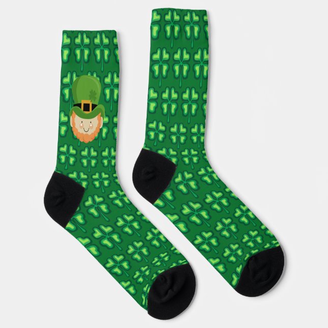 Shamrocks and leprauchauns Crew Socks (Right)