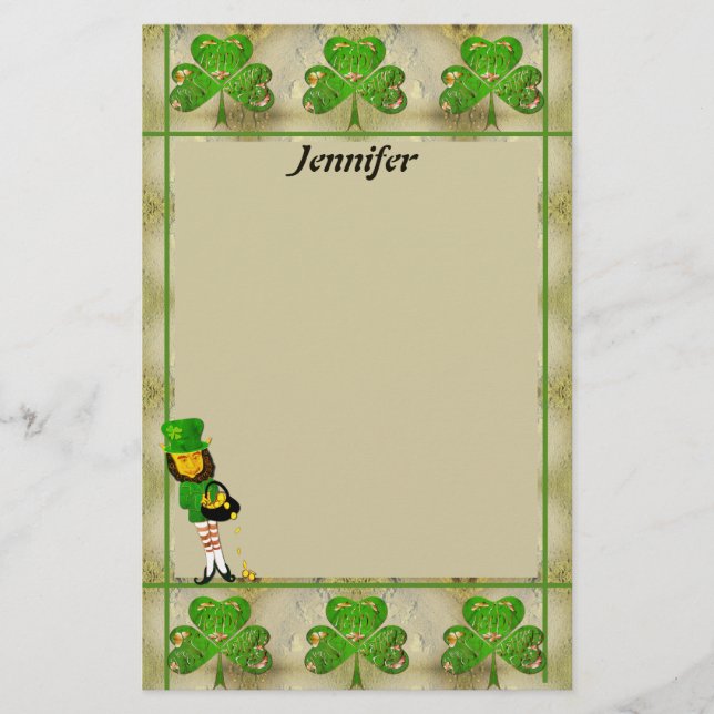 Shamrocks and Leprechauns Stationery (Front)