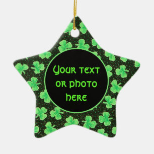Shamrocks and Polka Dots Ceramic Ornament