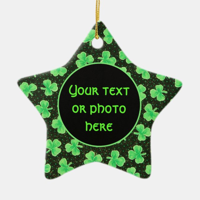 Shamrocks and Polka Dots Ceramic Ornament (Front)
