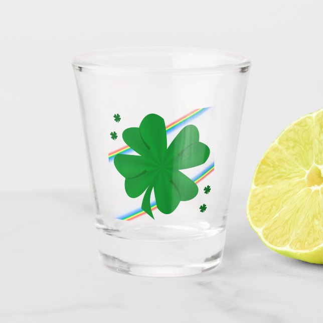 Shamrocks and Rainbows Shot Glass (Front)