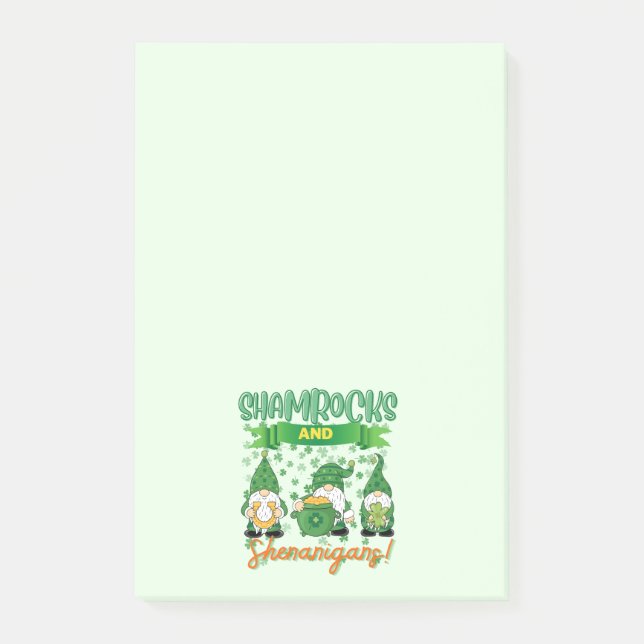 Shamrocks and Shenanigans St Patrick's Day Lucky Post-it Notes (Front)