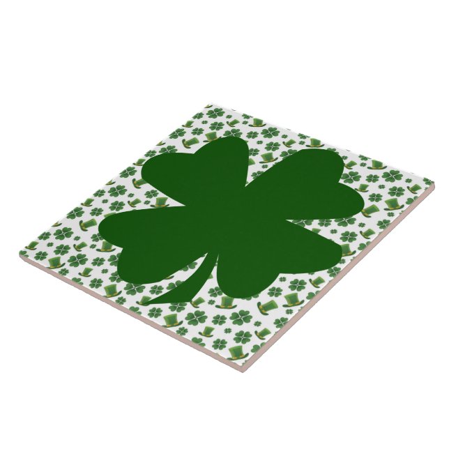 Shamrocks and Top Hats 3 Ceramic Tile (Side)