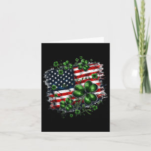 Shamrocks And Us American Flag St Patricks Day  Card