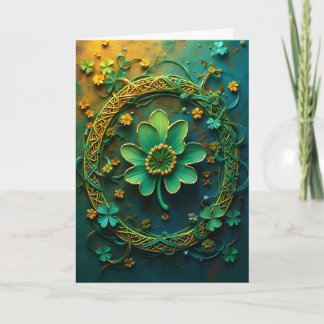 Shamrocks Around a Wreath St. Patrick's Day Holiday Card