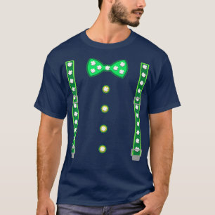 Shamrocks Bow Tie Suspenders Tee StPatricks Day