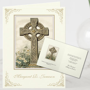Shamrocks Catholic Irish Celtic Cross Condolence Thank You Card