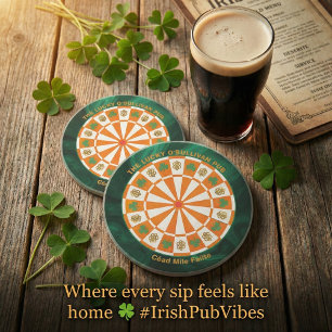 Shamrocks & Celtic Knots Irish Pub Coaster