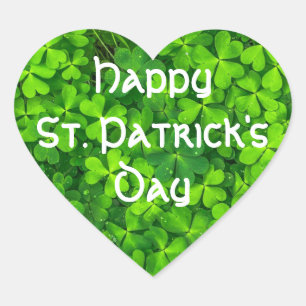 Shamrocks Clover Leaves St. Patrick's Day Fun Heart Sticker