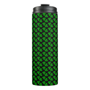 Shamrocks Clovers Green and black Thermal Tumbler