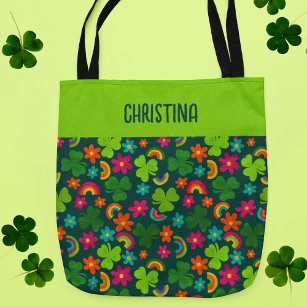 Shamrocks, Flowers and Rainbows St. Patrick's Day Tote Bag