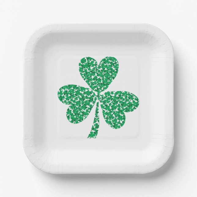Shamrocks For St Patricks Day Paper Plate (Front)