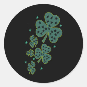 Shamrocks For St Patricks Day Retro Men Boys Classic Round Sticker