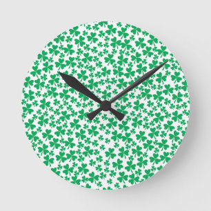 Shamrocks for St Patrick's Day Round Clock