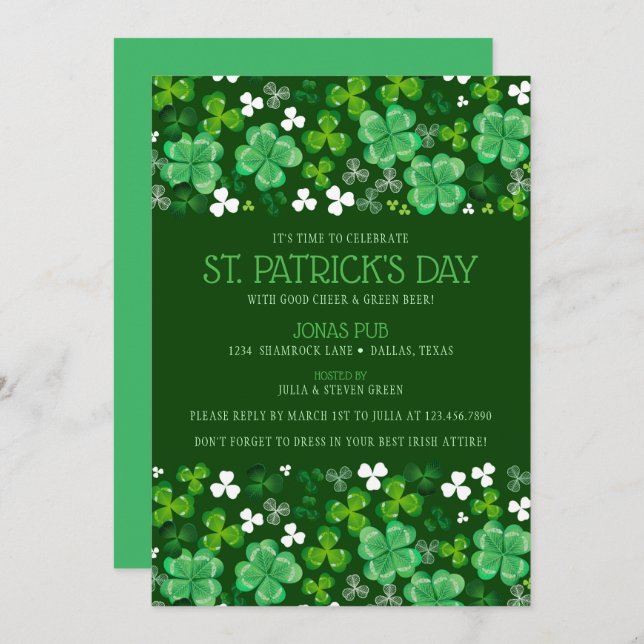 Shamrocks Galore St. Patrick's Day Party Invite (Front/Back)