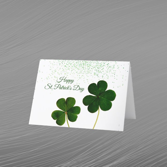 Shamrocks Green Confetti St Patricks Day Holiday Card (Creator Uploaded)