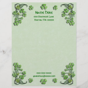 Shamrocks Green Faux Parchment Letterhead Template