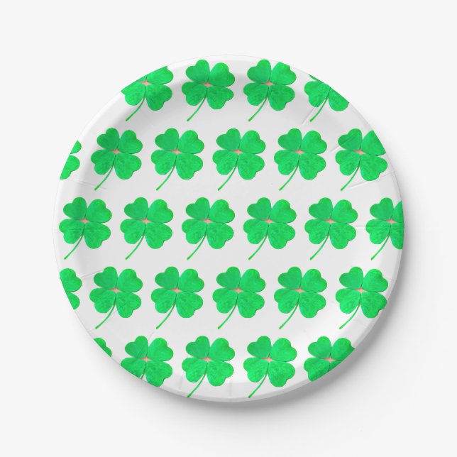 Shamrocks Green St. Patricks Day 4Eileen Paper Plate (Front)