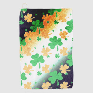 Shamrocks in Distressed Irish Flag Colours Golf Towel