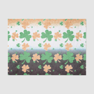 Shamrocks in Distressed Irish Flag Colours Tissue Paper